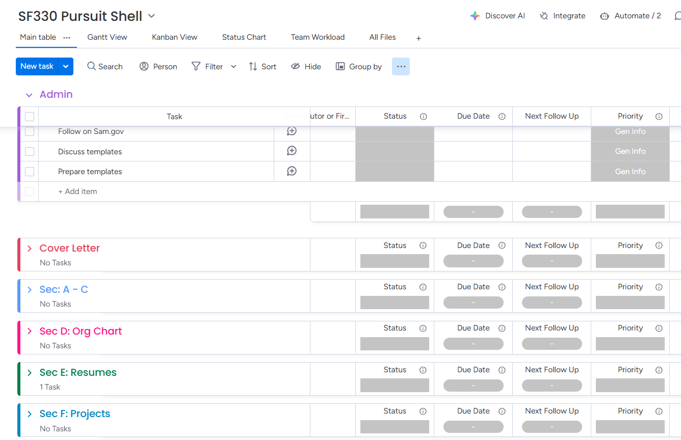 Board Template Monday