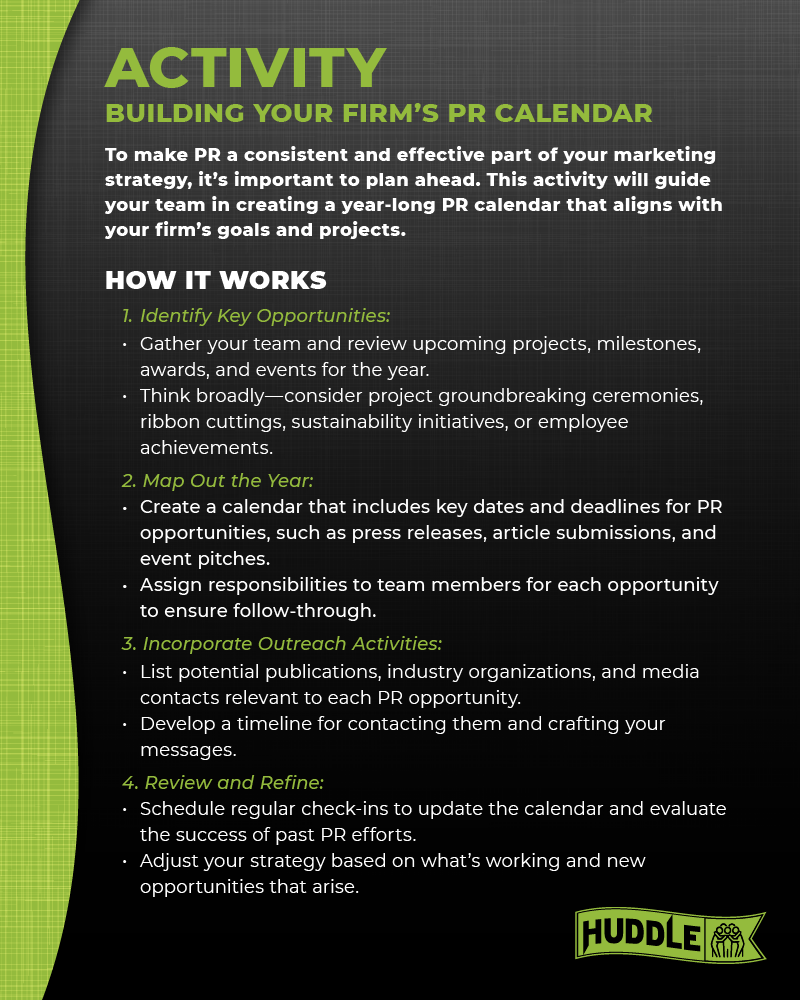 Huddle Public Relations Activity